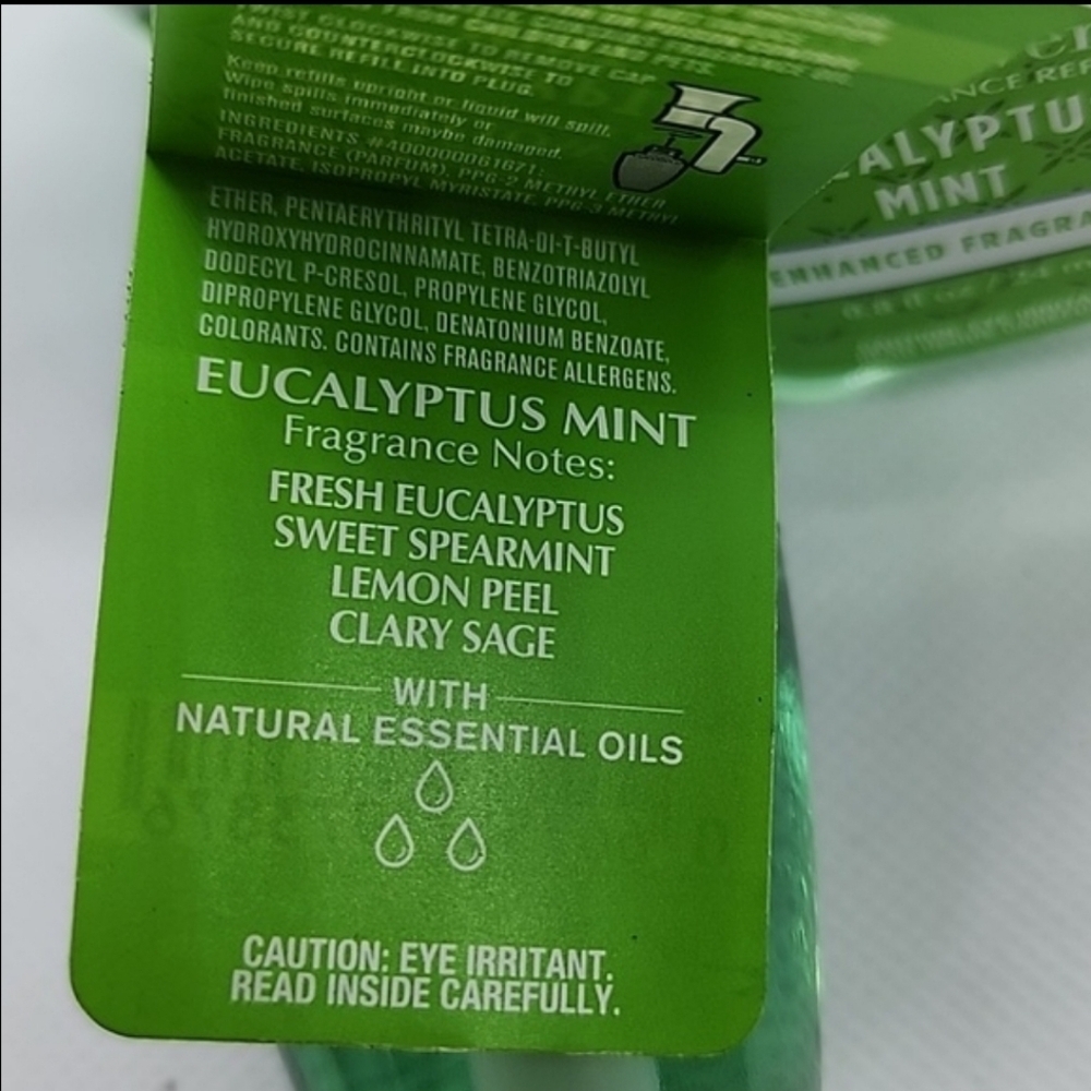 BATH & BODY WORKS lot of 2 WALLFLOWER REFILLS EUCALYPTUS MINT new - Picture 2 of 2